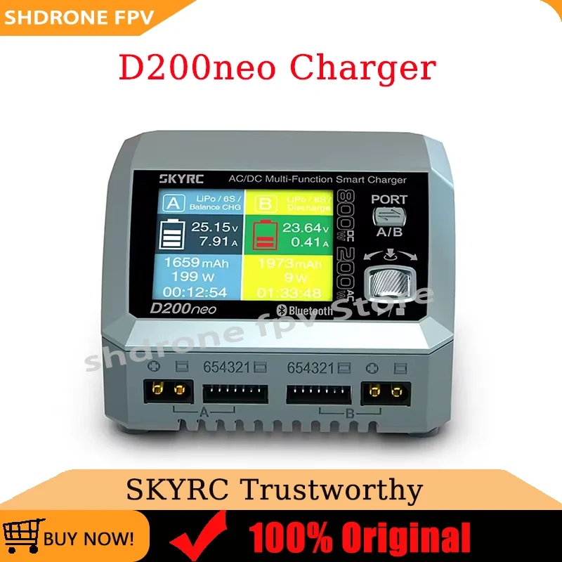 

SkyRC D200neo Multi-Function Smart Charger DC10-30V/AC100-240V AC 200W/DC 800W for RC Model Car Drone LiPo Battery