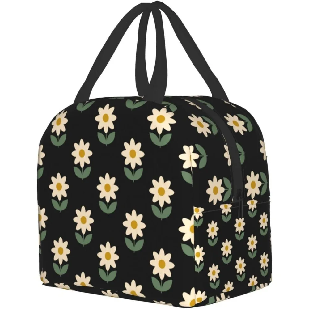 Saco de almoço flor bonito impressão isolado lancheira sacos reutilizáveis refeição recipiente portátil tote para homens mulheres trabalho viagem piquenique