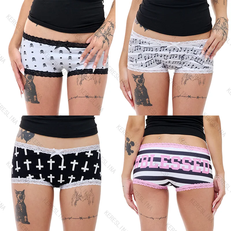Punk hip-hop rock sexy spicy girls style lace bow mini shorts summer Europe and America trendy fashionable versatile mini shorts