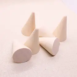 20pcs Wood Trays Originality Beech Wood Unpainted Conical Rings Display Stand Jewelry Display Tray Supplies Storage Bracket Tool