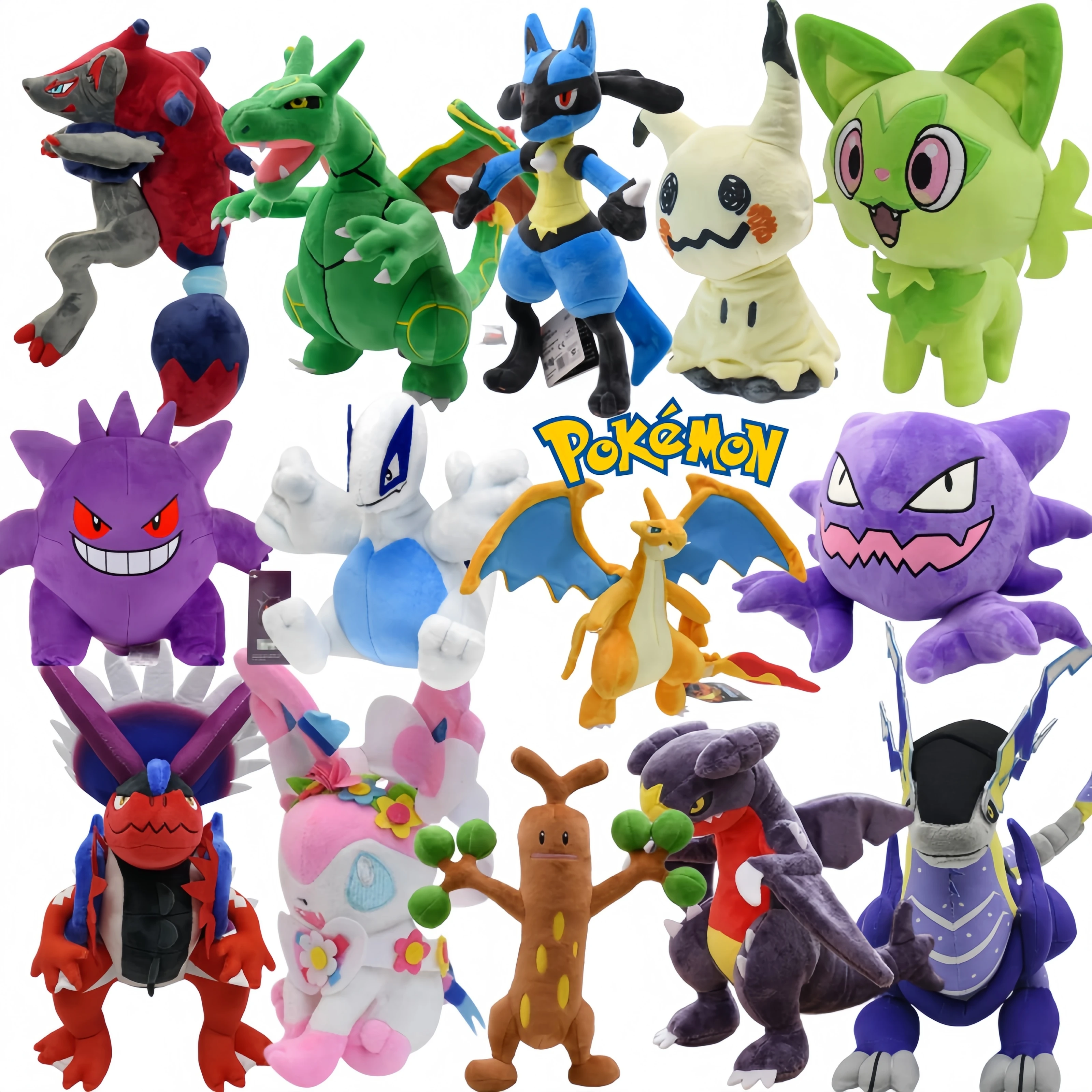 brinquedo-de-pelucia-pokemon-mimikyu-sylveon-garchomp-turtwig-zoroark-lucario-haunter-koraidon-charizard-lugia-sprigatito-sudowoodo