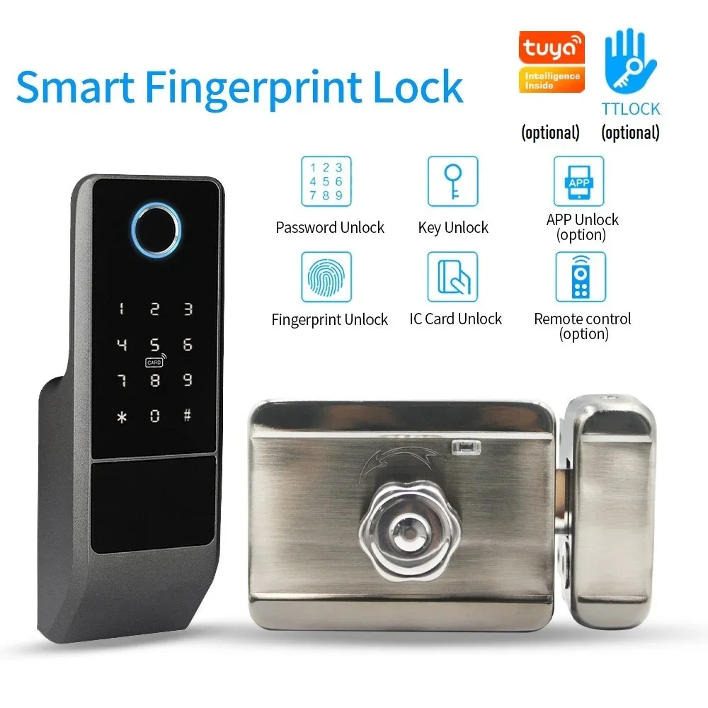 

Fingerprint Gate Lock Tuya Outdoor Garden Waterproof Lock with Code TTlock Smart Lock IC Card APP Unlock Electronic Door Locks