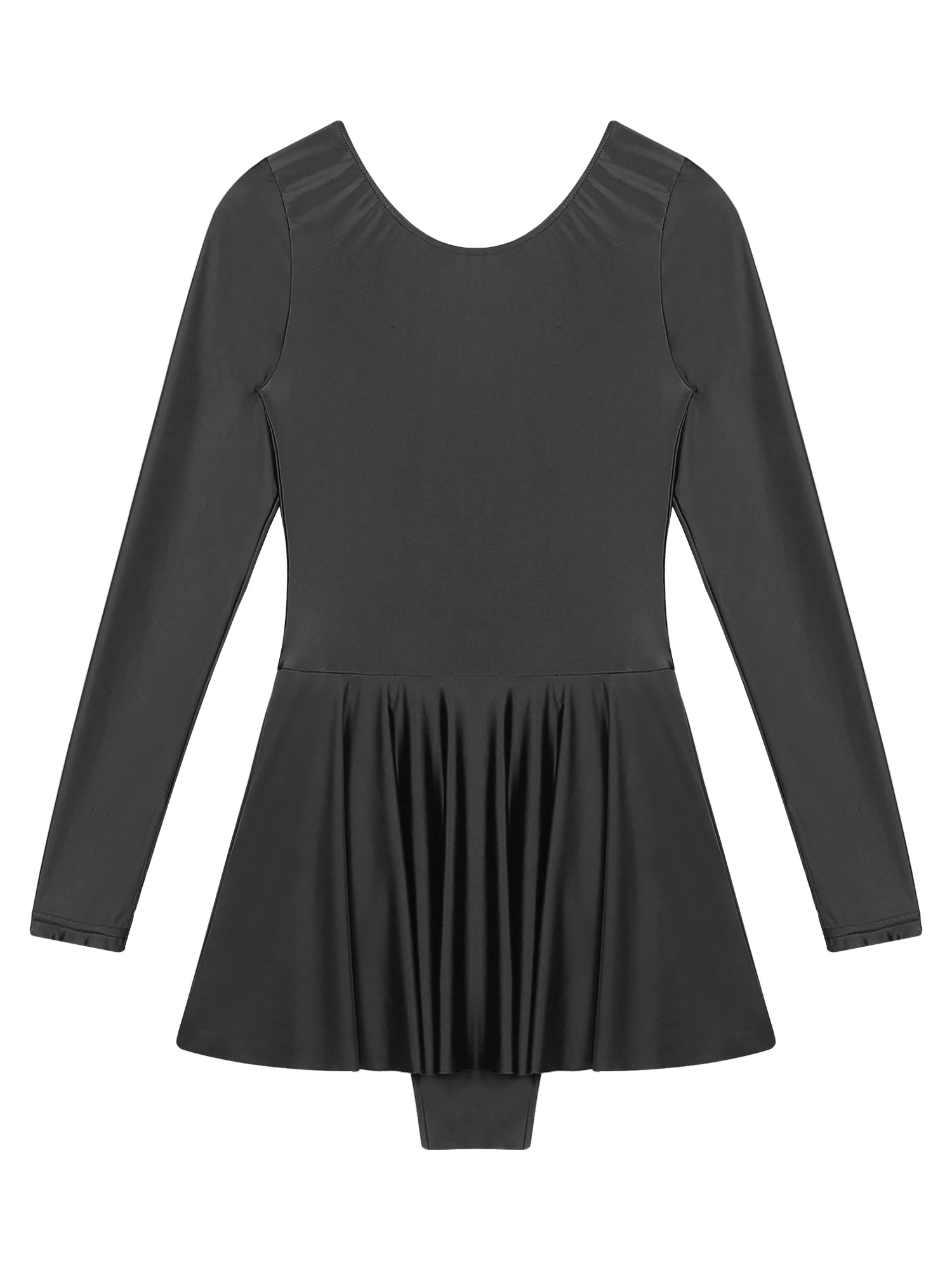 Vestido brillante de manga larga con volantes para mujer, traje de baño de Color sólido, leotardo para deportes, gimnasia, entrenamiento, Ballet, baile, natación