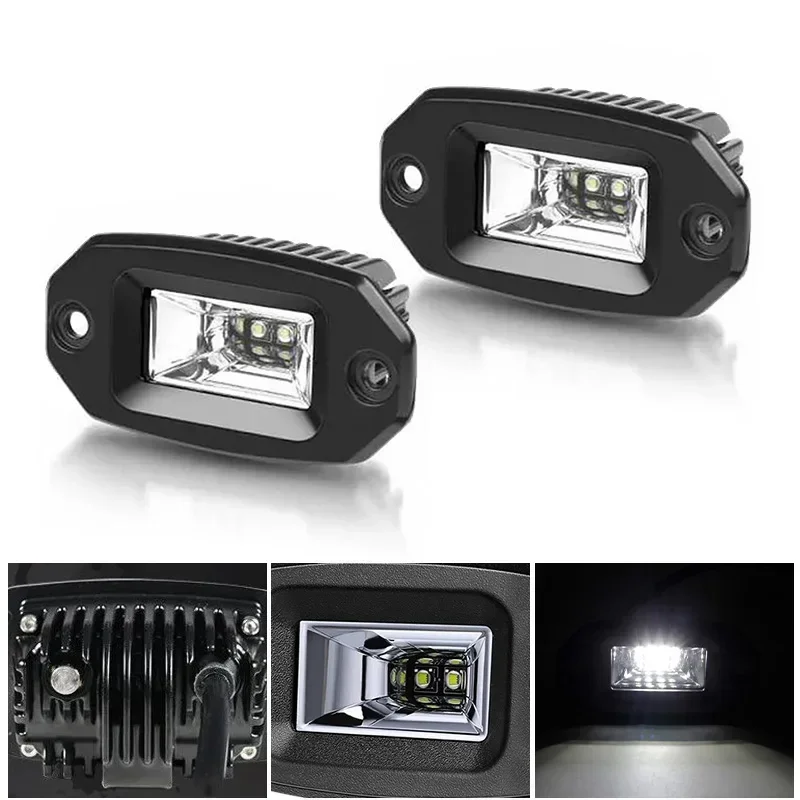 

1/2pcs 4inch 20W Flood Led Work Light Running Driving Lighting Spotlight Reflector Lamp 12V-24V for Van Lorry Truck Camper Boat