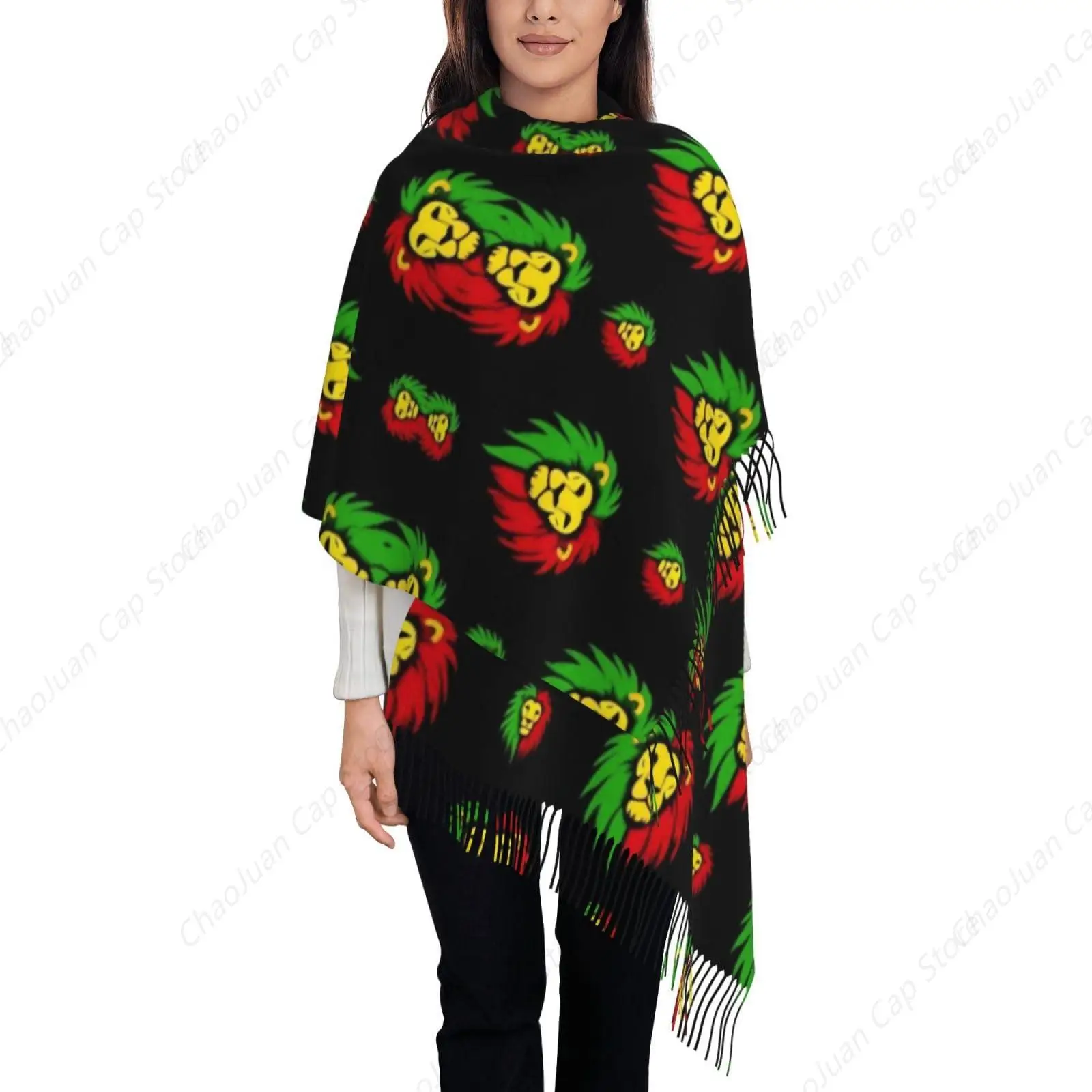 

Модные кашемировые шарфы с запахом, женские термооберты из пашмины для свадебной вечеринки, флаг раста, растафаар, регги, лев, зимние теплые