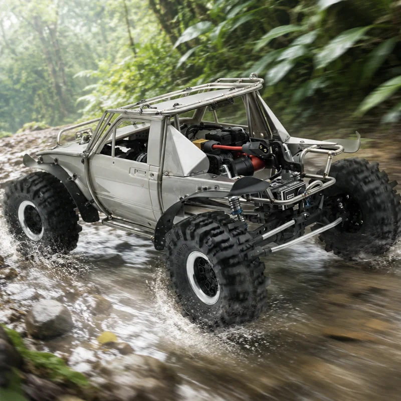 D1RC RCRFC Rainforest Chariot 4WD Brushless 1:10 RC Electric Remote Control Model Car Metal Pipe Rack Rock Crawler Adults Toys