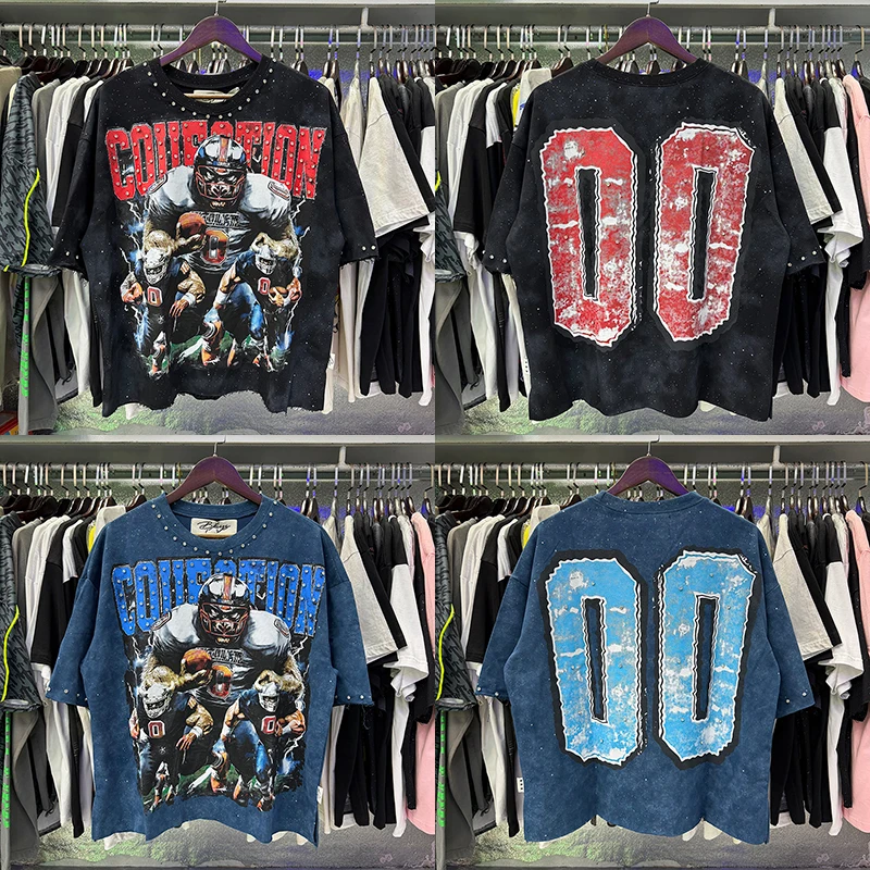 BKYS Collection Cropped Tee Studded Bling Raw Edge Rugby Short Sleeve Men