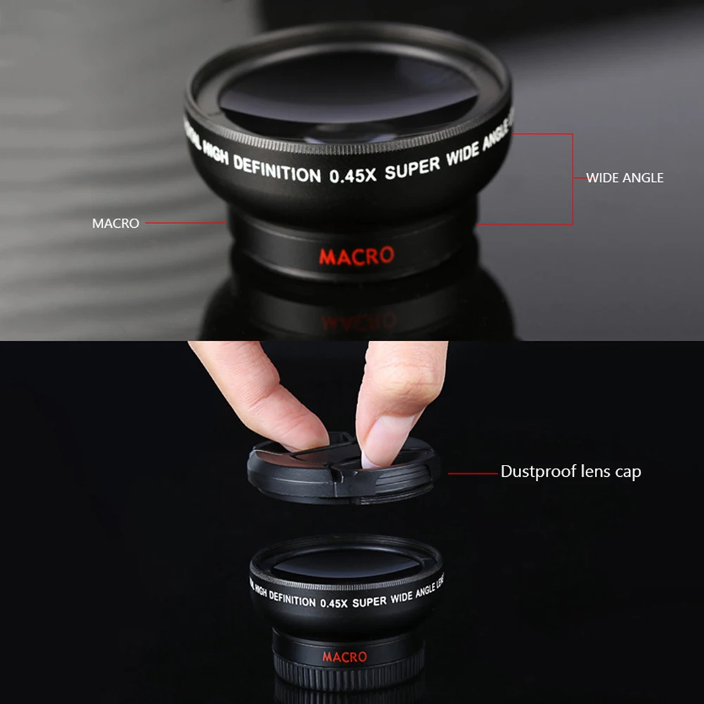 2 in 1 Universal Phone Lens 0.45X 49UV Super Wide Angle Macro Lenses Camera Kits With Clip Lens On The Phone For iPhone Android