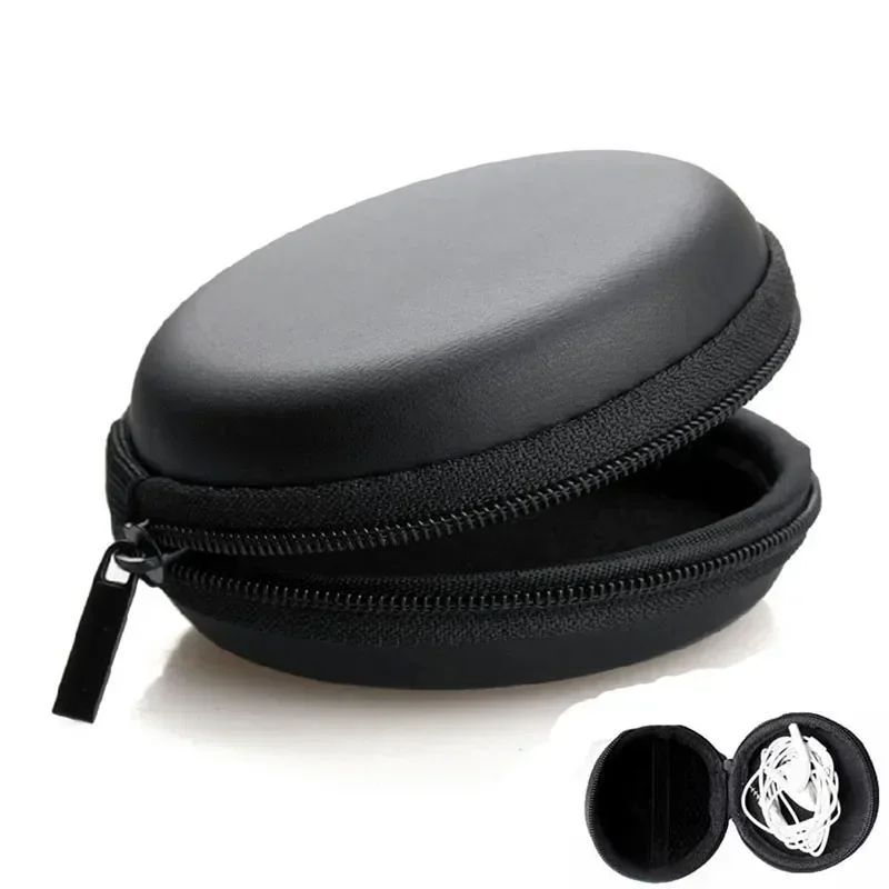 Headphones Case Bag Mini Zippered Round Storage Hard Bag Headset Box Shockproof Earphone Organizer Pouch Earphones Accessories