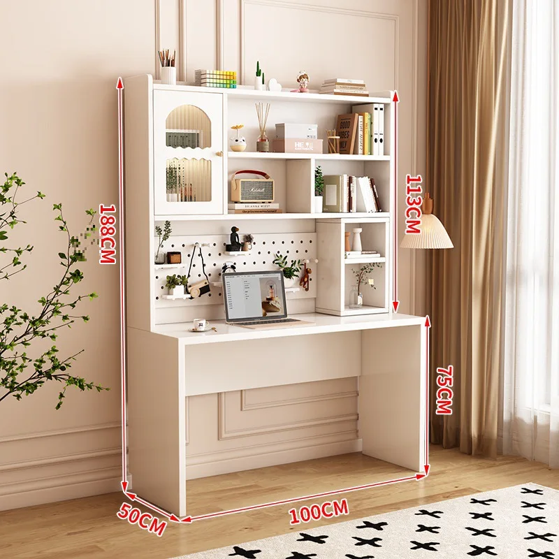 

Solid wood desk bookshelf integrated, household bookcase, desktop bedroom, writing