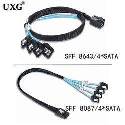 1M 0.5M HD Mini SAS 12G SFF-8643 To SATA Cable Adapter Internal SFF 8643 Motherboard Controller To 4 SATA Hard Drive Converter