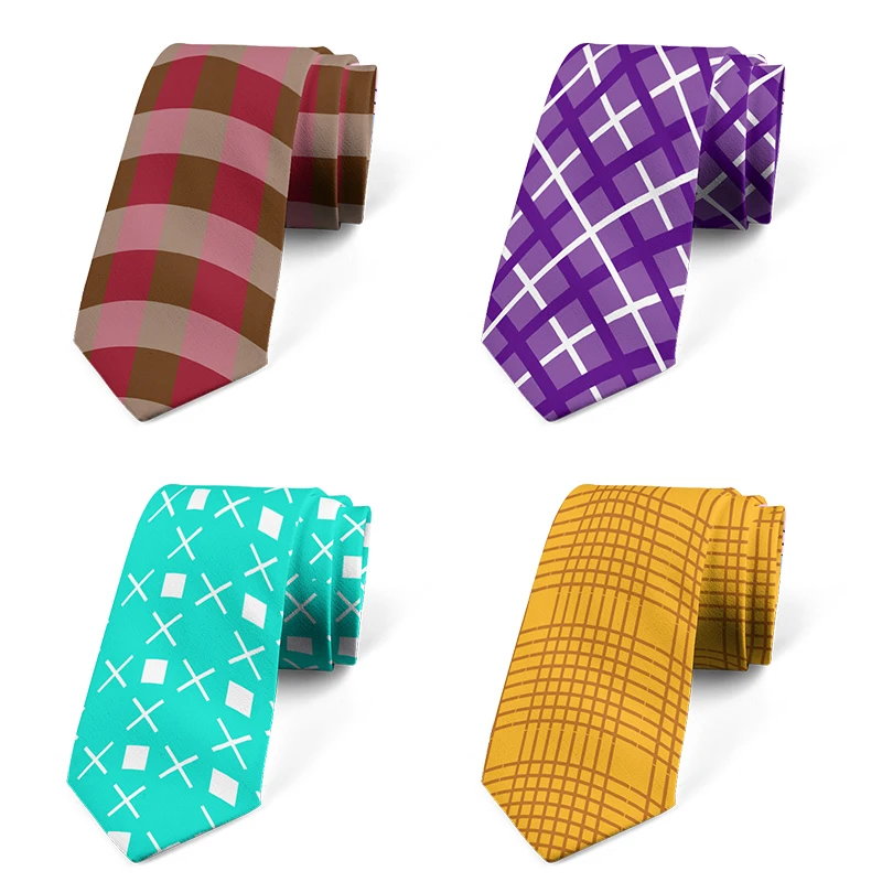 Newly designed plaid tie 8CM slim business party fashion classic tie men's and women's shirt with polyester tie