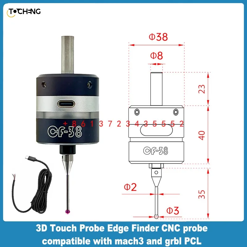 

2024 latest CF-38 3D Edge Finder Machining Center Cnc Milling Machine Three-coordinate Precision Probe Centring Rod Tool Setter