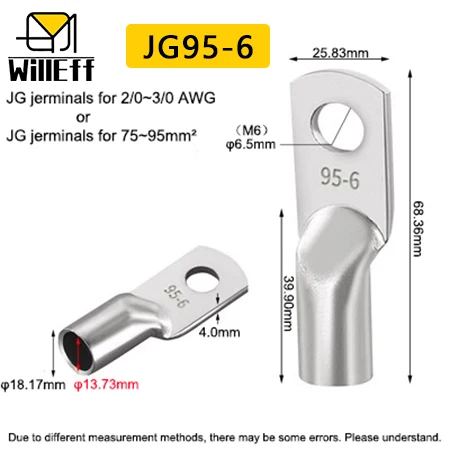 JG Koperen Krimpklem Ringklem Verzinkte Klem Voor Elektrische Kabelverbinding M6 M8 M10 M12 Kabel Draadklem