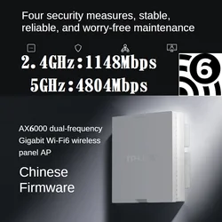 2* 2.5G RJ45 Ports AX6000 in Wall AP WiFi6 project Indoor AP 802.11AX Access Point 2.4GHz 1148Mbps 5GHz 4804Mbps PoE PowerSupply
