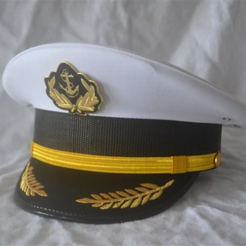 Weiße Matrosenhut-Crew-Kappe Marine-Seemannsuniform Bootskapitän-Sonnenhut