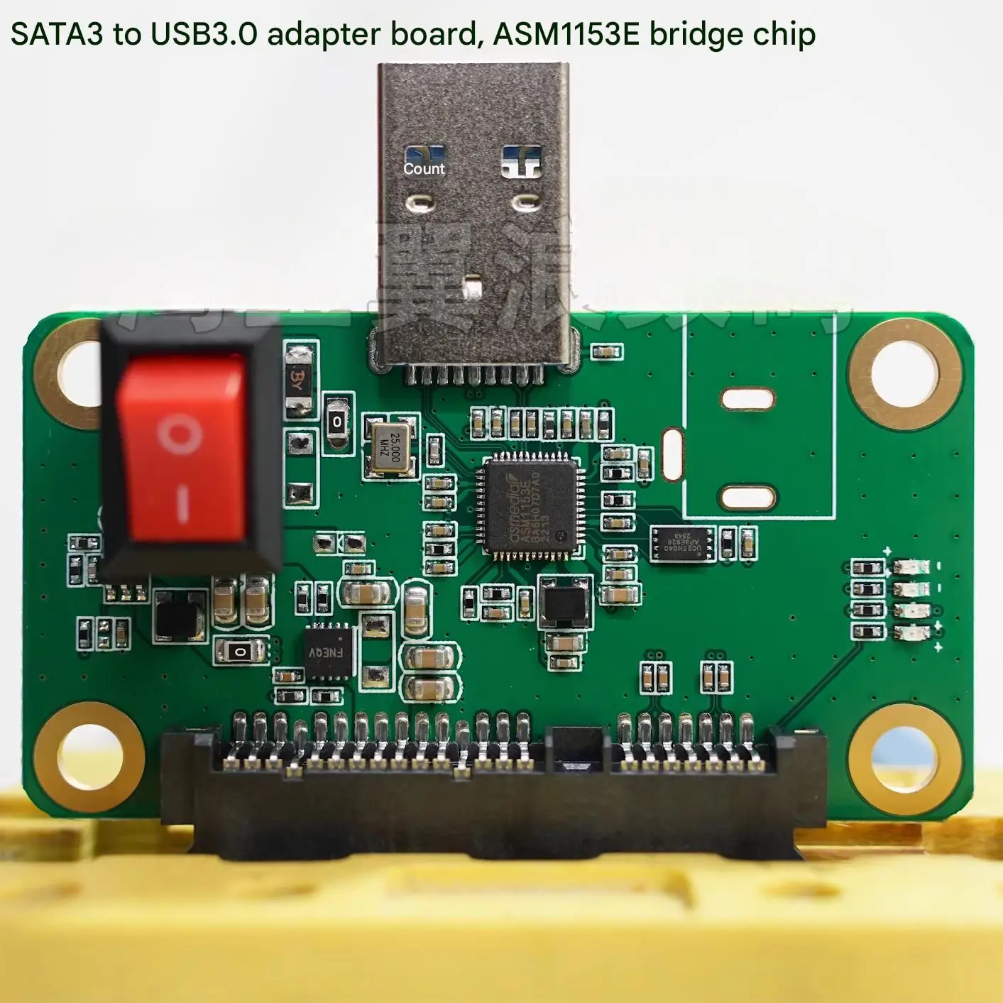 

Solid-state drive card opening and closing adapter board with ASM1153E bridge chip, high-speed USB 3.0 to SATA 3 interface