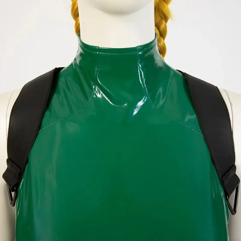 Cammy Street Fighter Cosplay Kostuum Sexy Groene Cammy Jumpsuit Kerstmis Nieuwjaar Outfit Volledige set en individuele item zijn verkocht