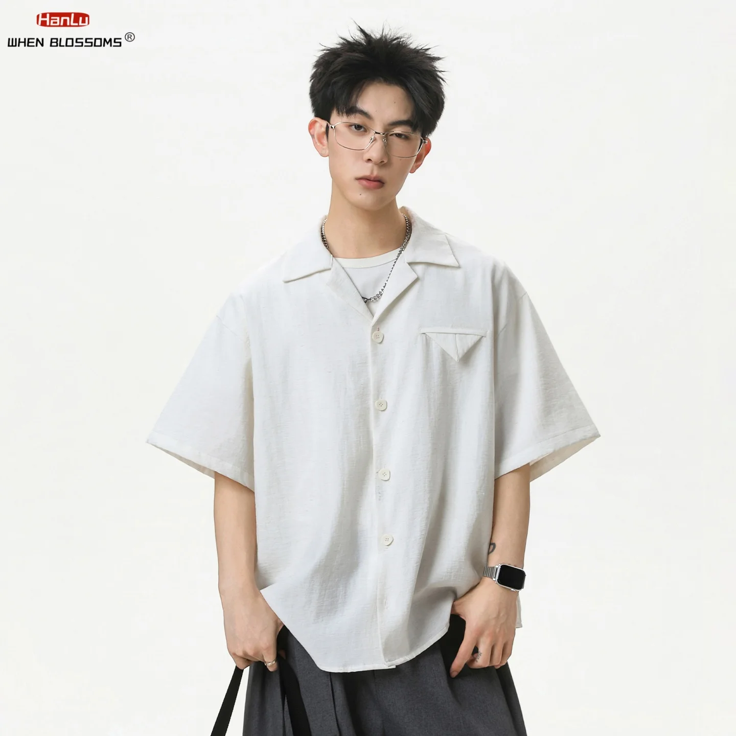 Men's 2026 Camp Collar Linen Short Sleeve Shirt Breathable Lightweight Solid Color Drape Fit Relaxed Casual Summer Top