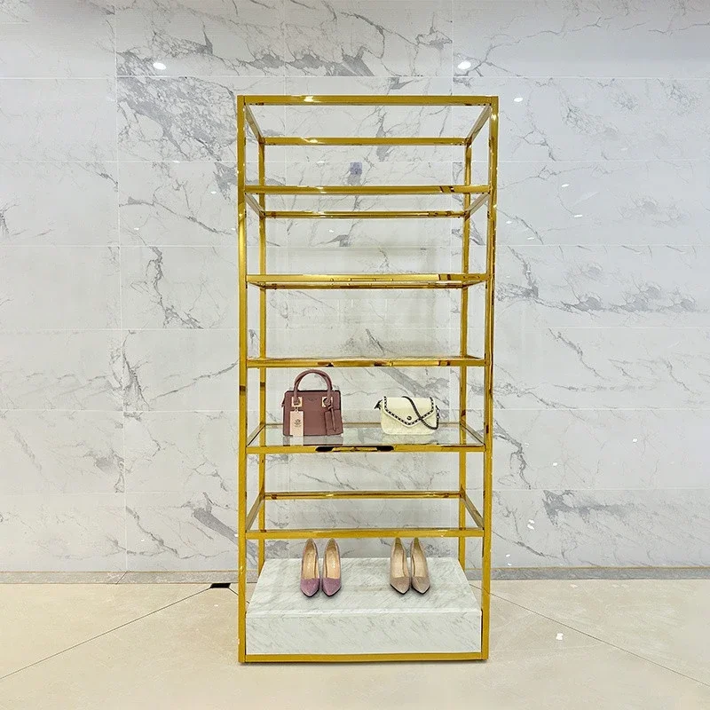 Luxury Shoe Store Display Stand Showcase Glass Shoe Display Shelves Commercial Shoe Display Rack With Cabinet