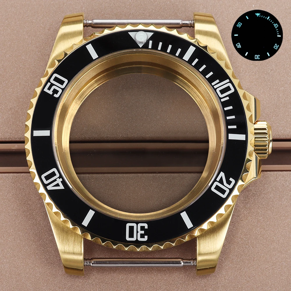 

Золотой корпус часов класса люкс 40 мм с керамическим безелем C3 с люминесцентным покрытием для SUB Seiko NH35, NH36, NH38, NH34, 4R36, Miyota 8215, ETA 2824, сапфировое стекло, водонепроницаемость 20ATM