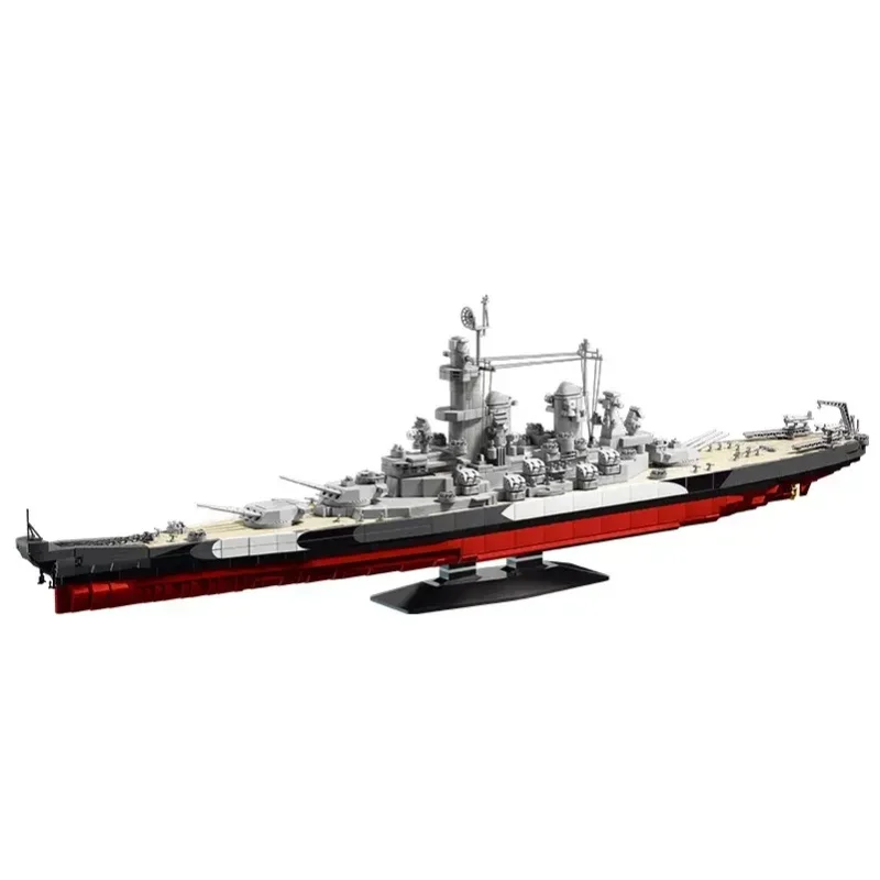 1:300 Missouri Schlachtschiff Klemmbausteine Set Großes Seekriegsschiff Bausteine Modellbausatz DIY Montage mit Drehbaren Artillerie Kanonen Spielzeug für Erwachsene Ideales Geburtstags Feiertags