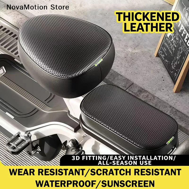 

[NM]E-Bicycle PU Leather Cushion Cover Sunscreen Waterproof Heat Insulation Breathable All-inclusive Seat Cover For All Seasons