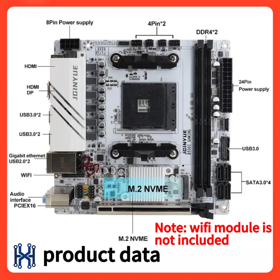 100% 新品 JGINYUE B550i マザーボード AM4 Mini ITX Ryzen 4000/5000