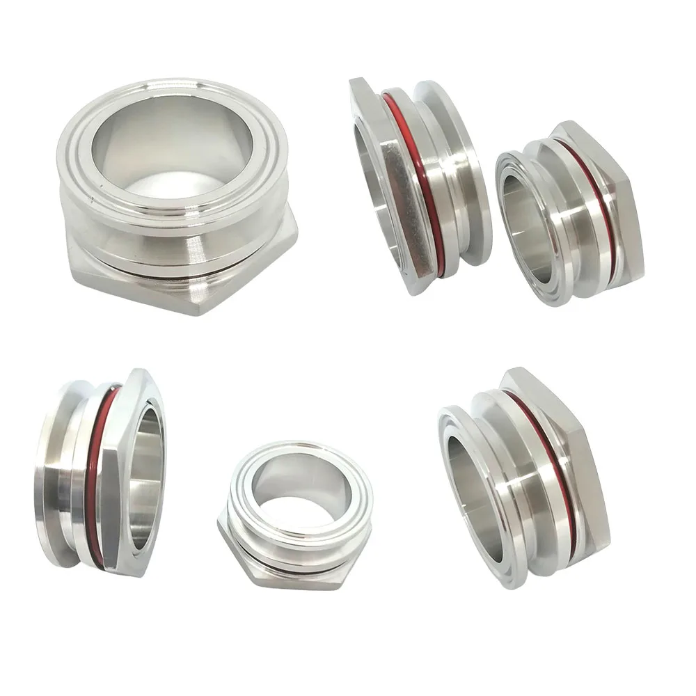Weldless Bulkhead Fitting 1.5" 2" TC 304 Stainless Steel Sanitary Tri Clamp Homebrew Kettle Water Tank Aquarium Pipe Connector