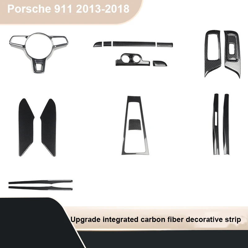 

Для Porsche 911 991 2013-2018 левый ABS комплект внутренней отделки из углеродного волокна, ручка переключения передач на центральной консоли, набор наклеек на крышку переключателя окна