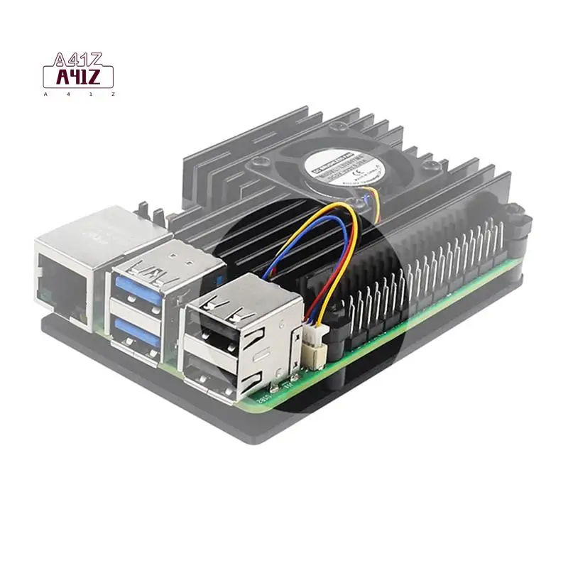 A41Z-pour Raspberry Pi 5 Kit de boîtier en alliage d'aluminium avec ventilateur de refroidissement PWM étui de protection pour Raspberry Pi 5 refroidissement