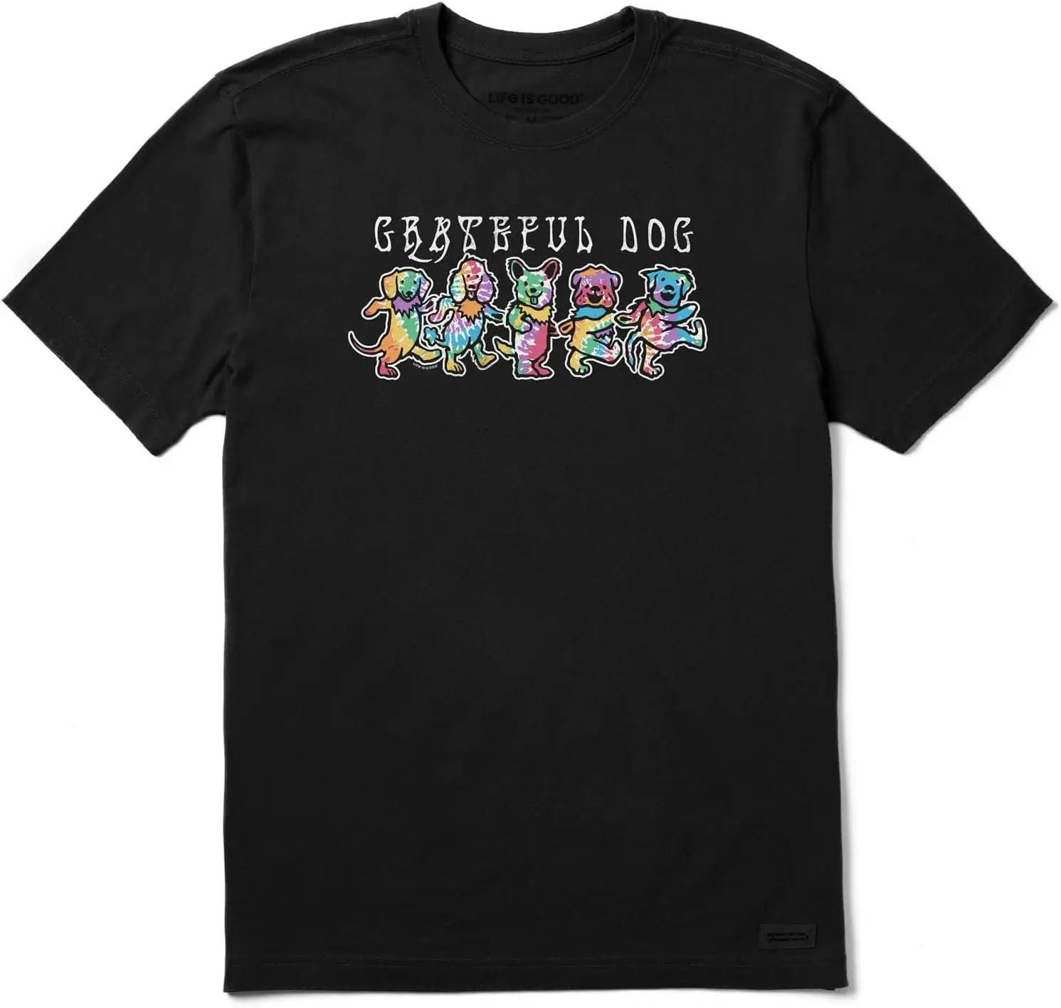 Life is Good - Mens Tie Dye Grateful Dog Crusher T-Shirt