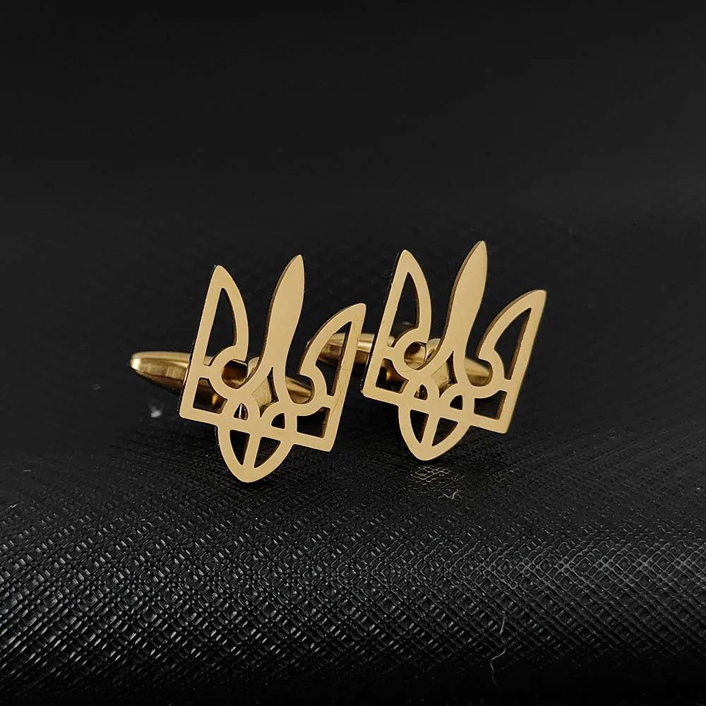 

Недорогие гальванизированные запонки из нержавеющей стали в форме украинского тризуба, подарки на День благодарения и Рождество, оптом