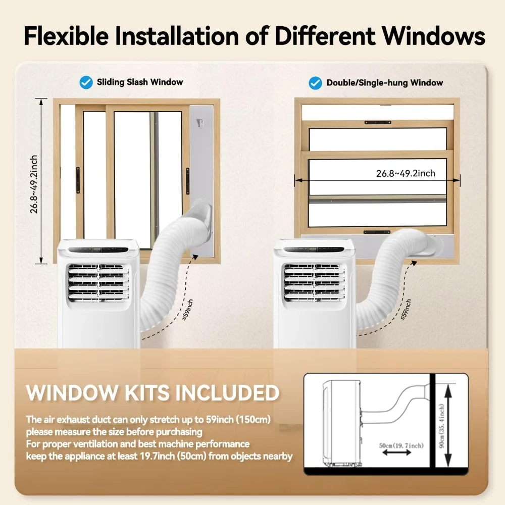 Draagbare airconditioner, luchtontvochtiger met afstandsbediening, afstandsbediening, digitaal display, 24-uurs timer, airconditioner