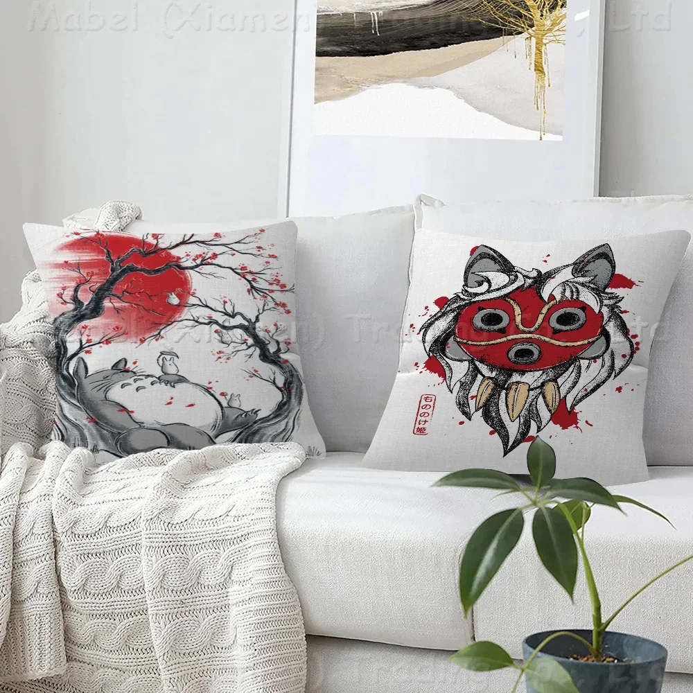 Japan Anime Hayao Miyazaki Anime Figure Totoro Spirited Away Cushion Cover 30x50 Polyester Sofa Cushions Decorative Throw Pillow