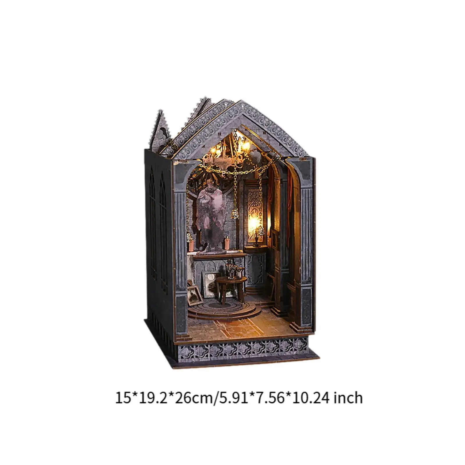 3D Wooden Miniature Dollhouse Kits with Lights Desktop Decoration 3D Puzzles