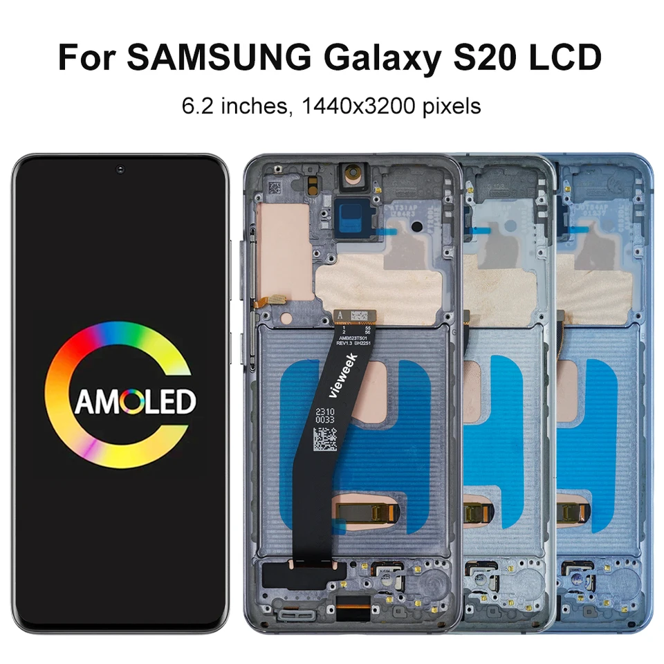 Pantalla Super AMOLED S20 para Samsung Galaxy S20 SM-G980 SM-G981 LCD Display Touch Screen Digitizer con Marco 3