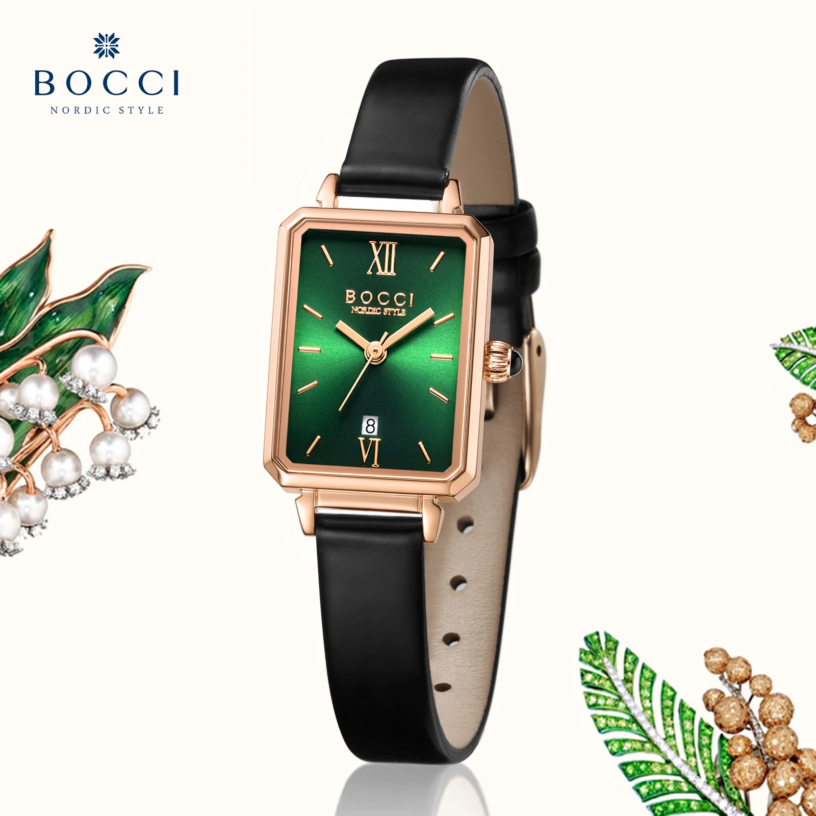 ساعة BOCCi النسائية الأصلية - ساعة مربعة مقاومة للماء مستوحاة من الرجعية للطلاب، ساعة يد للسيدات ذات علامة تجارية #1