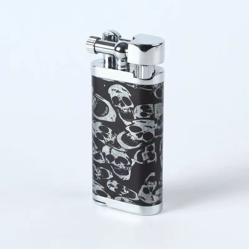 Fashionable Tilt Flame Pipe Lighter, Metal Grinding Wheel Inflatable Lighter, Men's Gift Cigarette Accessories