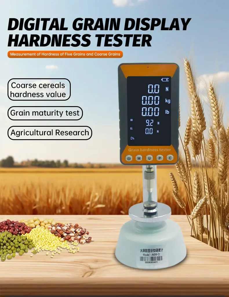 Digital Grain Hardness Tester N/Kg Mini Penetrometer Sclerometer Gauge for Wheat Rice Grain Soybean Durometer Sclerometer