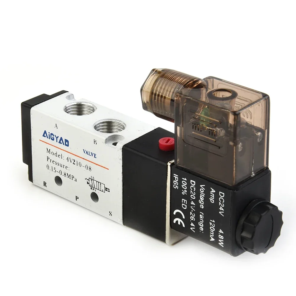 Part Solenoid Valve 2 Position 29mA 4V210-08 5 Port BSPT Thread Business Control Mufflers DC 24V Male Connectors