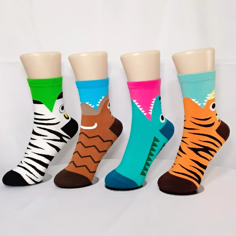 Korean Fashion Cartoon Women's Socks Cute Crocodile Tiger Zebra Cow Creative Harajuku Funny Skateboard Socks