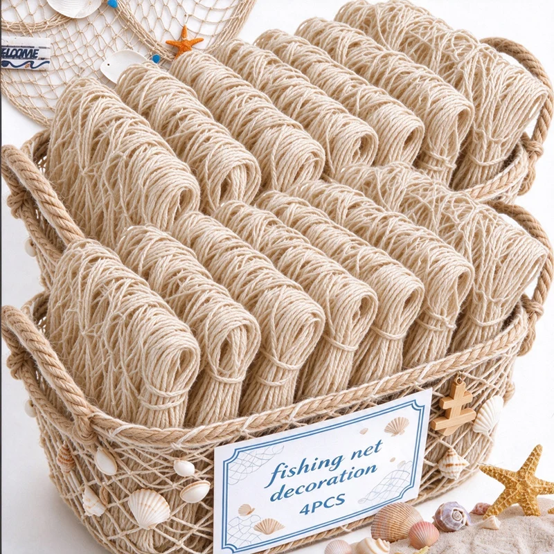 1/4x Fishing Net Decoration Multi‑Purpose Wall Photo Hanging Fishnet Ocean Nautical Theme Decor Home Background Decor Supplies