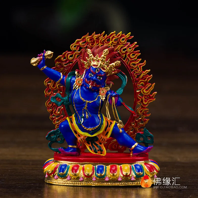 Vajrapani Bodhisattva Taiwanese copper-gilded, color-painted Vajrayana Buddhist statue of Avalokiteshvara Bodhisattva, accompani