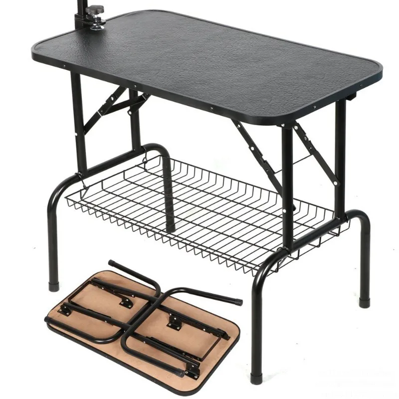 

Tocador grande plegable de acero inoxidable para mascotas con altura ajustable