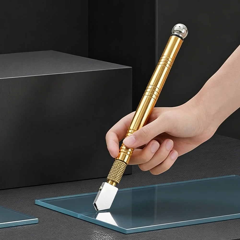 Glass Cutter Tool Diamond Cutting Wheel Gold Metal Handle For Glass Tile Mirror Cutting Professional DIY Tool Gift For Men