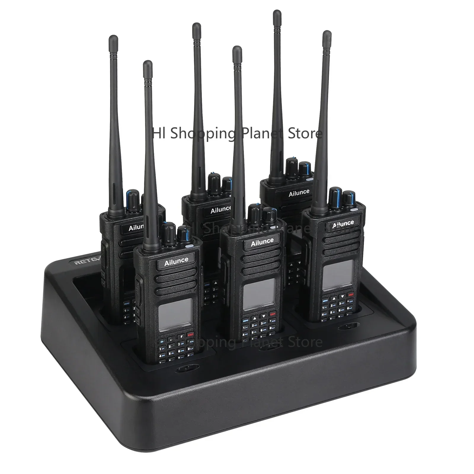 hot salenew6Pack Ailunce HD1 two way radio set with six way charger UHF+VHF Dual Band DMR Amateur Digital IP67 Waterproof wo Way