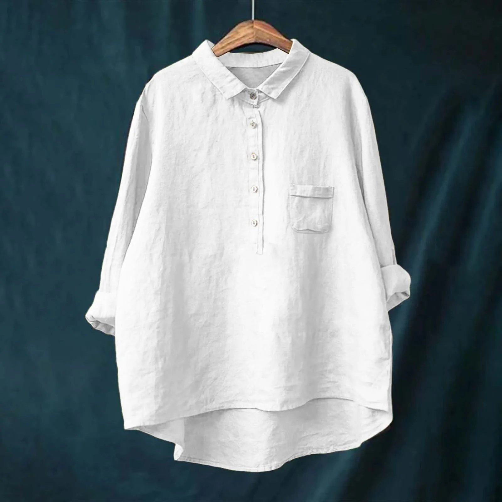 

2024, женская рубашка в европейском и американском стиле, осенняя новая однотонная модная рубашка с длинным рукавом и тонким воротником