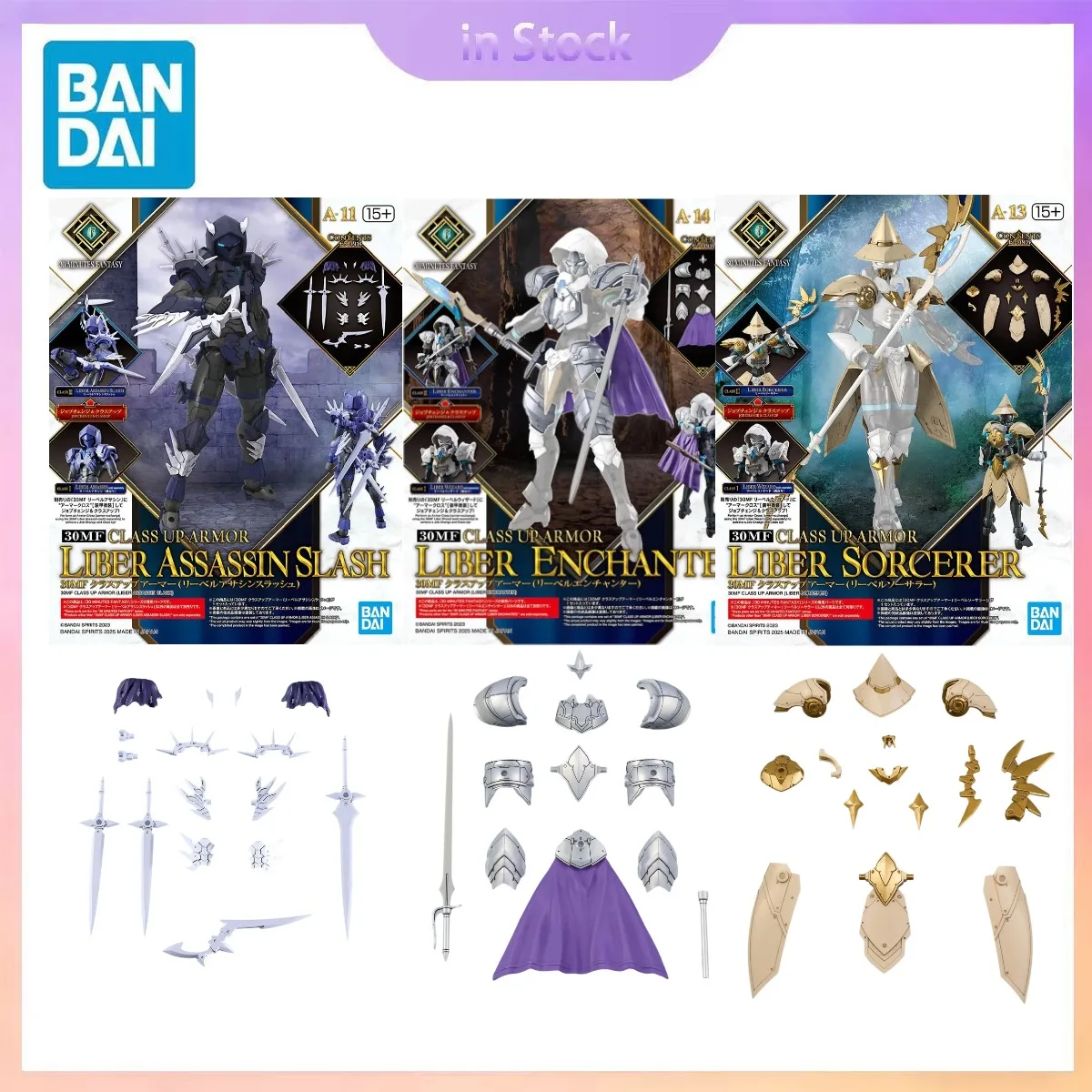 Original Bandai Genuine 30MF Class Up Armor Liber Assassin Slash Liber Sorcerer Anime Collection Action Figure Model Kits Gifts