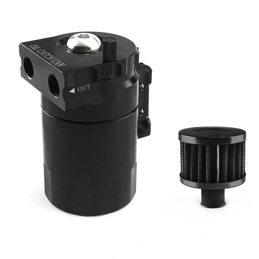 Oil Catch Can Kit Universal Reservoir Baffled Tank with Breather Filter Aluminum - view 3